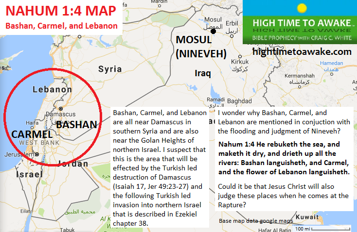 Nahum 1:4 Map – Bashan Carmel and Lebanon